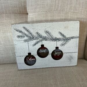 Rustic Holiday Wall Art with Red Ornaments
